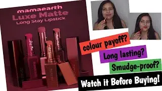 Mamaearth Luxe Matte Long Stay Lipstick 💄 Review &Hand +lip Swatch...Must Watch!