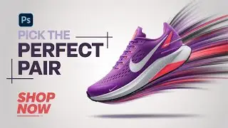 Adobe Photoshop Tutorial | How To Make Nike Shoes Poster | with 3D Effect