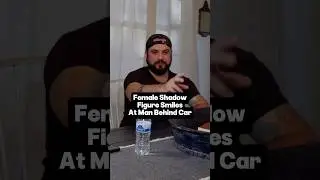 Dark Female Shadow Figure smiles at man behind car in driveway #shadowman #paranormal