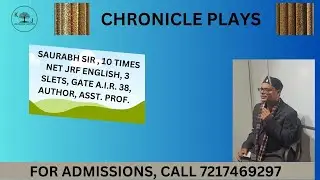 CHRONICLE PLAYS I TGT PGT NET ENGLISH I SAURABH SIR I KNOWLEDGE JUNCTION 2.0