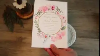 Romantic boho floral gold foil stamped wedding invitations