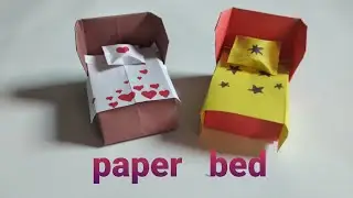 How to make paper bed/DIY paper bed/origami paper bed#easycraft#Paperbed#Papercraft