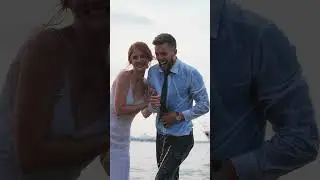 Bride Pushes Groom Into the Water! #beachwedding #beachweddings