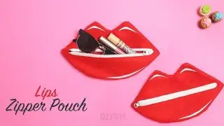 DIY CUTE LIPS MAKEUP BAG // How to sew a zipper pauch // lip zipper pouch//Fabric Lip Balm Holder