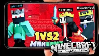 Speed runner VS Hunter Minecraft PE 1v2  Manhunt | in mobile