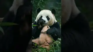 Baby Panda Snuggles in Mama Panda's Arms