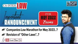 CA Inter Law | May 2022 Revision | Important announcement | CA HARSH GUPTA