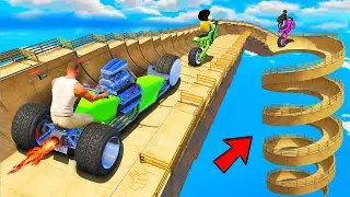 SHINCHAN AND FRANKLIN TRIED THE CRAZY SPIRAL MEGA LOOP RAMP PARKOUR CHALLENGE GTA 5