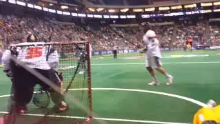 MN Swarm's Miles Thompson takes a hard hit