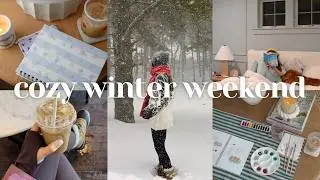 cozy weekend at home | snow day, sunday reset, hair routine, cooking