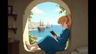 Fantasy Port Town Ambience | Harbor Waves & Her Quiet Dreams | Music & Waves 1 Hour