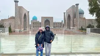Daytime beauty of historic Registan Square 💙 Samarkand, Uzbekistan 🇺🇿 #Snowing 