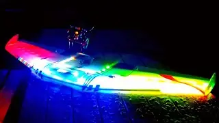 FPV Drone chases LED wing at night