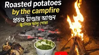 প্রচণ্ড ঠাণ্ডায় আগুন জ্বালিয়ে আলু পোরা -'' Roasted potatoes by the campfire'' | S R Vlogs |