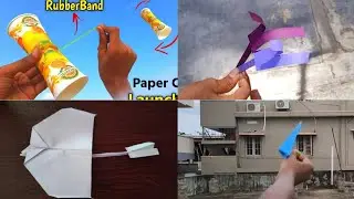 Paper cup launcher, Mini flying helicopter, powerful paper rocket, paper glider