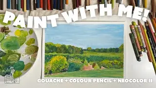 PAINT WITH ME! ✨ Gouache + Prismacolor + Neocolor II