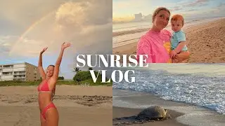 morning vlog: looking for sea turtles, rainbow, & sunrise swim!! 