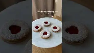 Strawberry jam cookie sandwich #baking #homemade #pastry #cookies