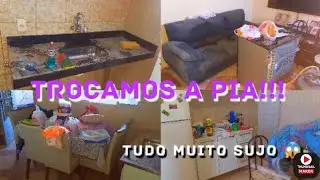 mudança na cozinha/trocamos a pia/sujou tudo!#reforma #limpeza e organização