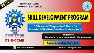 Life Sciences Training 2025 - CSIR CCMB II Advanced Biophysical Tools (Protein - DNA) II Apply Now