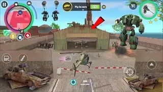 Rope Hero Vice Town (spawn a police helicopter and fight from army man and robots) - Gameplay HD