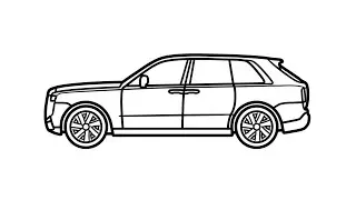 How to draw a Rolls-Royce Cullinan 2024 easy | Drawing luxury SUV
