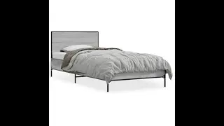 Bedframe bewerkt hout en metaal grijs sonoma eiken 90x200 cm