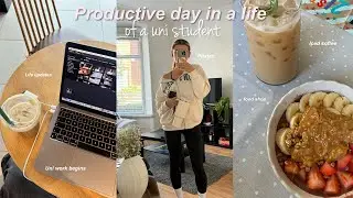 Productive day in a life (final year of uni, pilates, coffee, food shopping and more)
