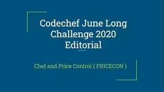 Problem - Chef and Price Control ( PRICECON ) | June Long Challenge 2020 | Codechef