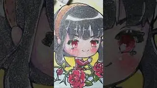 Drawing chibi-style with watercolor pencils cute girl《SPY&times;FAMILY 》#yorforger  #ado クラクラ
