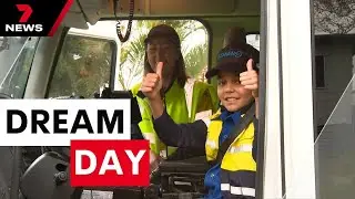 11-year-old garbage truck lover has the ride of his life | 7 News Australia