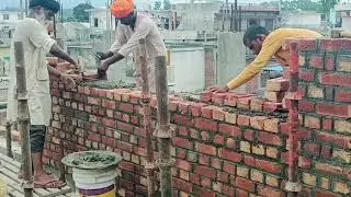 14 Inch Brick Wall Construction Work | Building Construction Work