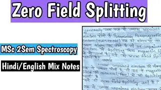 Zero Field Splitting And Kramer's Degeneracy In Hindi Notes || MSc 2Sem Spectroscopy in hindi notes