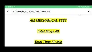 Today AM Mechanical Test Paper/Mcqs For Paec
