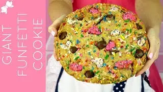 How To Make Giant Funfetti Cake Batter Chocolate Chip Cookie // Lindsay Ann Bakes