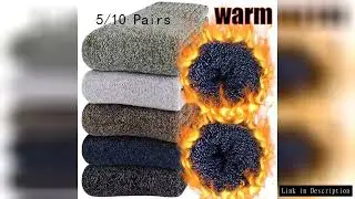 5/10 Pairs Men Retro Solid Color Casual Wool Socks Winter Warm Mid Length Sock Ultra Thick Men Antif