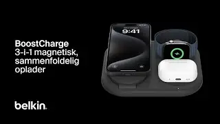 Belkin 3-i-1 magnetisk, sammenfoldelig, tr&aring;dl&oslash;s, oplader med Qi2