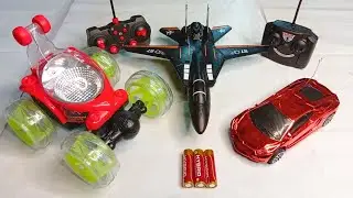 Radio Control Smoke Fighter Jet and Remote Control Racing Car, Rc Stunt Rolling Car