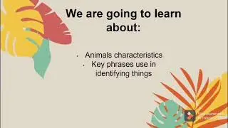 Unit 3: Wildlife --- Key phrases to identify things and animal characteristics