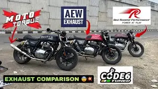RED ROOSTER EXHAUST VS Moto Torque 💥AEW 101 SOUND COMPARISION | CODE6 TUNED CONTINENTAL GT650