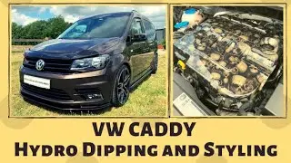 Volkswagen Caddy van MODS! - interior trims & engine cover hydro dipped in SKULL'S & THORNS