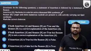 Assertion (A): Nucleolus is a site for active ribosomal RNA synthesis.Reason (R): Larger and more...