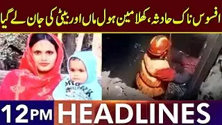 Mother & Daughter Fall into Manhole | Headlines 12 PM | 29 Jan 2025 | Lahore Rang | J201S