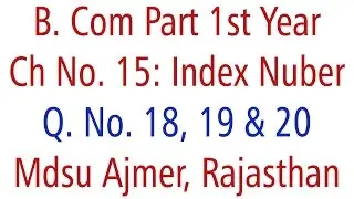 Statistics Q. No. 18, 19 & 20. Ch 15 Index Number MDSU Ajmer B. Com Part 1st Year
