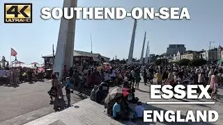 WALKING Along the Promenade in Southend On Sea Beach Summer Time England