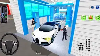 New White Bugatti Chiron Car Drive in Washing & Gass Station - 3D Driving Class - Android Gameplays