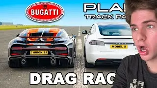I Reacted TO Bugatti Chiron Super Sport VS Model S Plaid Track Pack: DRAG RACE!