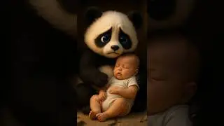 Panda saves baby from natural disaster 🐼 #PandaRescue #CuteAnimals #AnimalRescue