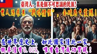 【來自海外的感動】一位歐洲知名大學的教授揭示了台灣的獨特特質，震撼了整個世界！台灣人是一個「無法用舊有理論解釋」的民族！各大強權無不為之震驚、愕然。