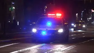 Prague Police cruiser responding at night - SoundOff Signal Piercer-Yelp switches + Wail [CZ 5.2023]